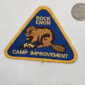 VTG BSA Rock Enon Camp‎ Improvement Patch Blue Triangle Beaver 1980s Boy Scouts